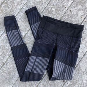 Lululemon Om Stripe Speed Tights Sz 2 Grey Black